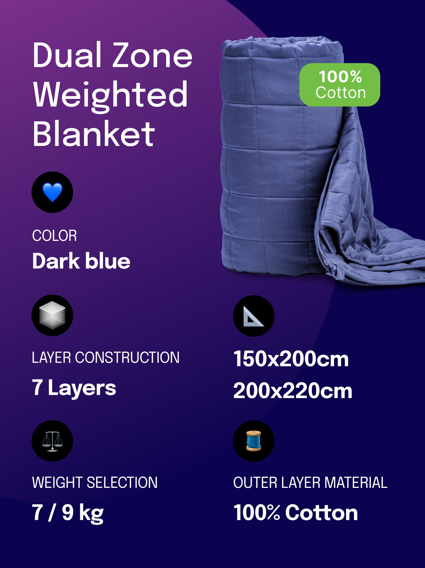 Bawełniany koc obciążeniowy „Dual Zone”