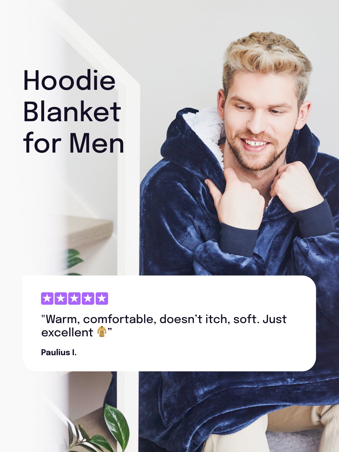 Polarowy kocobluz z kapturem dla mężczyzn